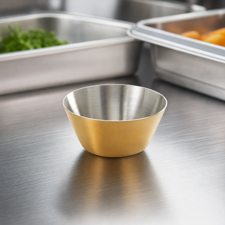 Product image #4 for American Metalcraft Round Gold Satin Stainless Steel Sauce Cup, 1-1/2 oz.