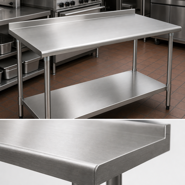 Product image #3 for Eagle Spec-Master 30 Inch x 30 Inch 14-Gauge Stainless Steel Corner Work Table with Rear Up-Turn