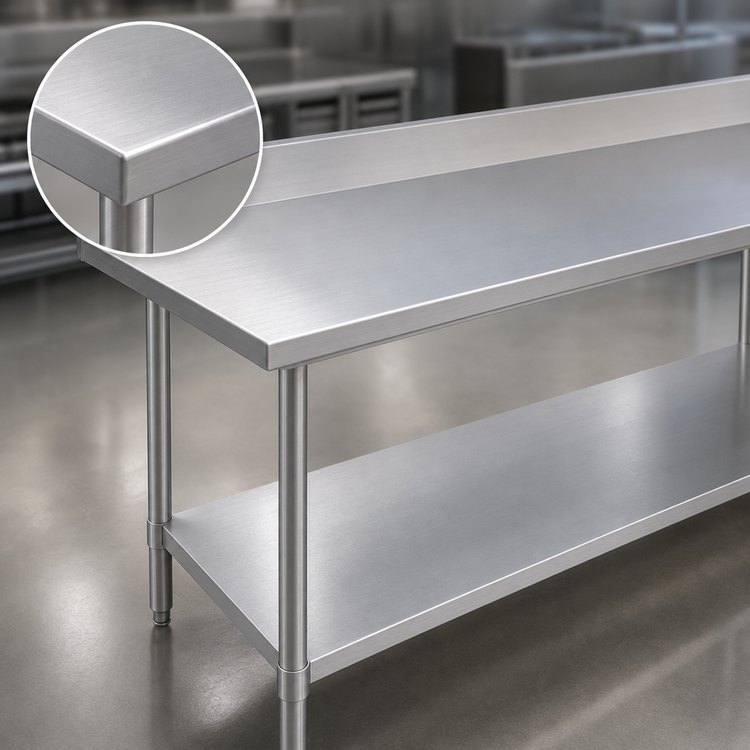 Product image #3 for Duke Standard 400 Series Stainless Steel Work Table with 5-Inch Riser, 30-Inch x 84-Inch, Galvanized Undershelf