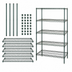Thumbnail image #3 for Quantum 48-Inch W x 18-Inch D x 63-Inch H Stationary 5-Shelf Wire Shelving Starter Kit, Green Epoxy Antimicrobial Finish