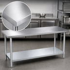 Thumbnail image #3 for Duke Manufacturing 314-3672 72-Inch Stainless Steel Work Table with 14-Gauge 300 Series Top and Galvanized Undershelf