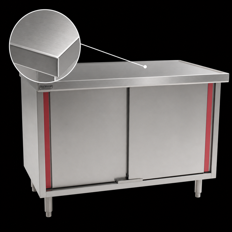 Product image #3 for Eagle Group Spec-Master Marine Edge Stainless Steel Enclosed Work Table with Sliding Doors, 36 x 30 Inches