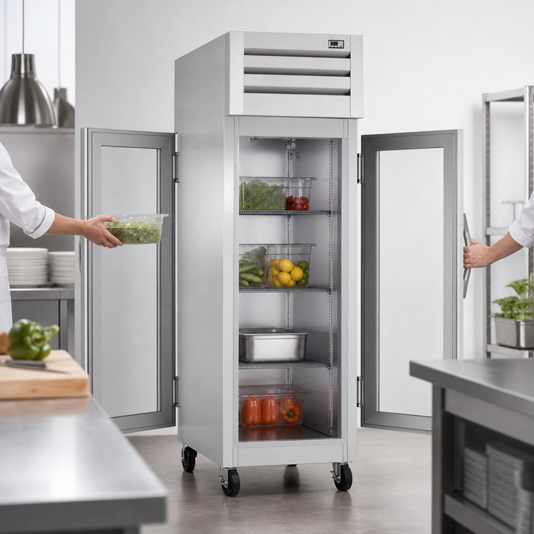 Product image #3 for SPEC SERIES Pass-Thru One-Section Glass Front and Rear Swing Door Reach-In Refrigerator