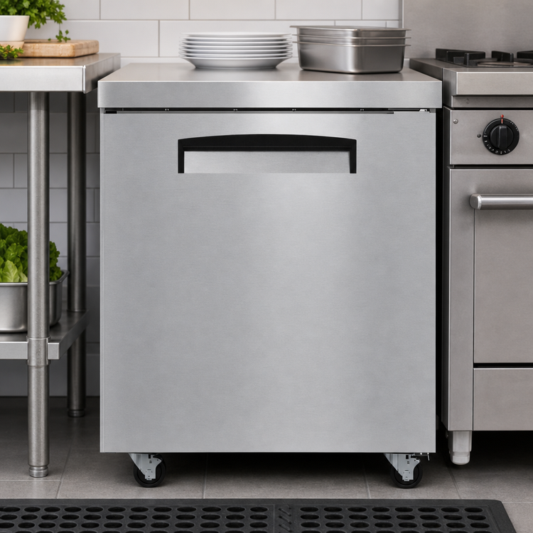 Product image #3 for Hoshizaki Economy Series 27-Inch One-Section Undercounter Reach-In Refrigerator with Solid Door, 6.33 Cu. Ft.