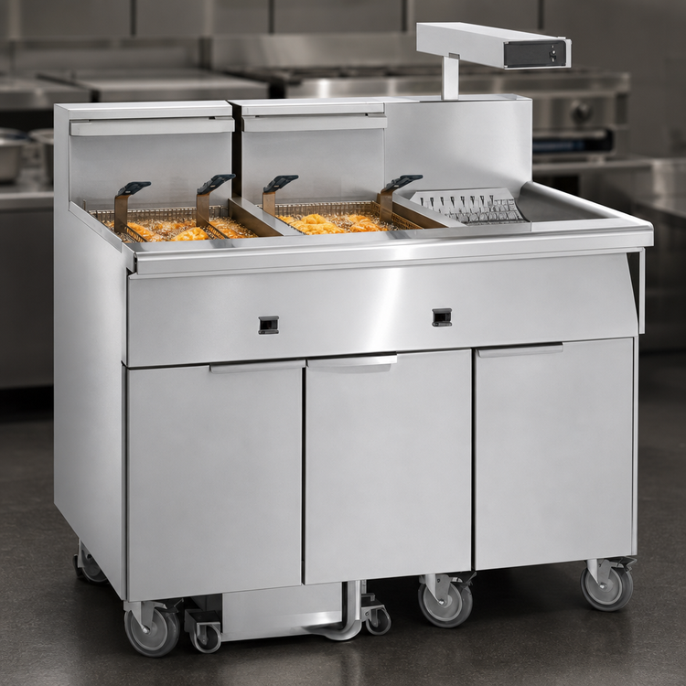 Product image #3 for Imperial IFSCB250E Electric Floor Model 2-Tank Fryer with Built-In Filter System and Dump Station