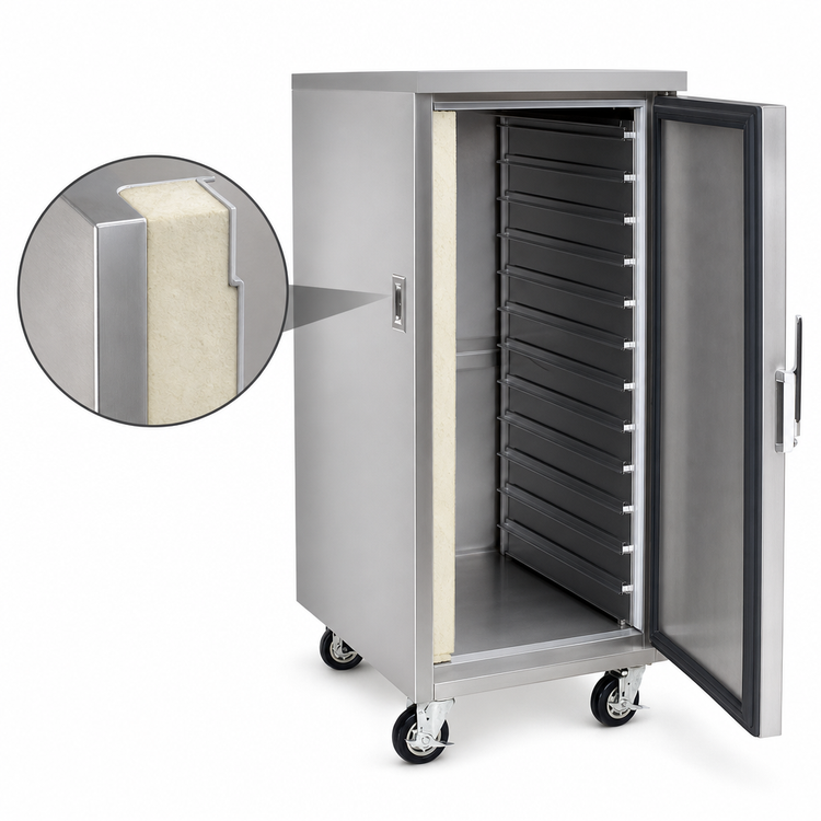 Product image #3 for FWE Insulated Non-Heated Half-Height Enclosed Transport Cabinet, 7 Universal Tray Slides