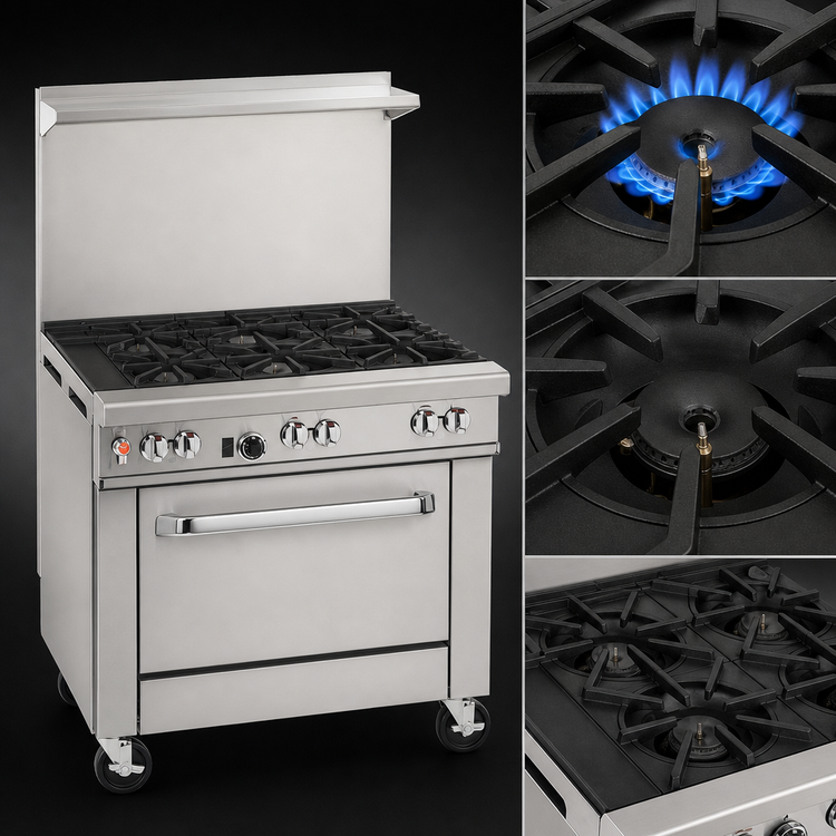 Product image #3 for Southbend Ultimate 36-Inch Commercial Gas Range with 4 Star/Sauté Burners, 12-Inch Left Griddle, and Standard Oven