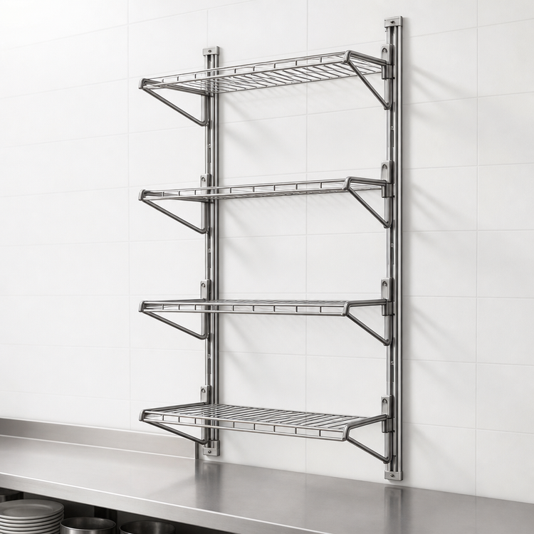 Product image #3 for Eagle Group Adjustable Post Wire Wall Mount Prepackaged End Unit for 18-Inch-Deep Shelves, Chrome, 63-Inch Posts
