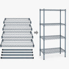 Thumbnail image #3 for Quantum WR74-2454GY 4-Shelf Wire Shelving Starter Kit, 54 x 24 x 74 in, Gray Epoxy Antimicrobial Finish