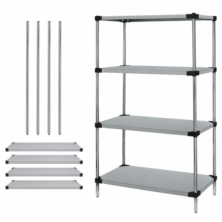 Product image #3 for Quantum 4-Shelf Solid Stainless Steel Shelving Starter Kit, 48 x 21 x 54 Inches