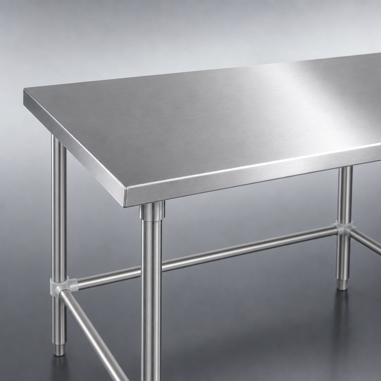 Product image #3 for John Boos Stallion 48" x 24" 14-Gauge Stainless Steel Flat Top Work Table with Galvanized Base