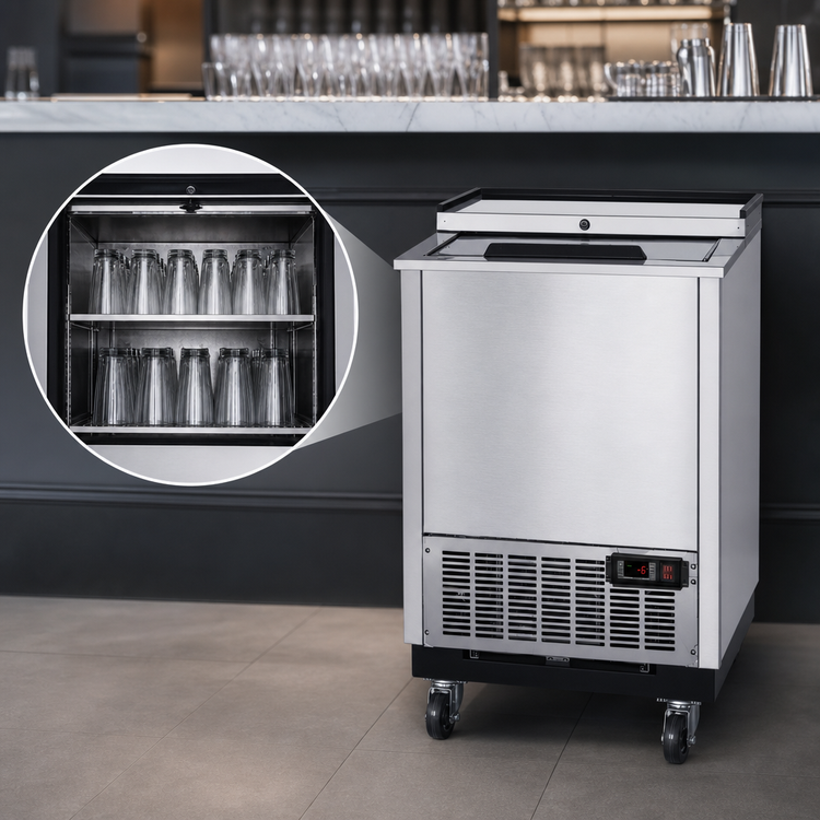 Product image #3 for KoolMore Commercial Glass Froster, 5 Cu. Ft., Stainless Steel, Sliding Door