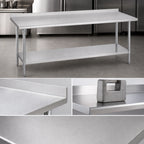 Thumbnail image #3 for Duke Manufacturing 416-24108-2R 108-Inch x 24-Inch Stainless Steel Work Table with 1-1/8-Inch Riser and Galvanized Undershelf
