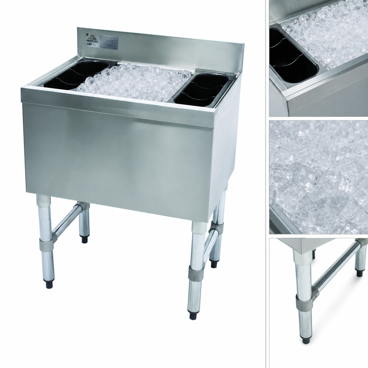Product image #3 for Advance Tabco Underbar Basics 48-Inch Stainless Steel Cocktail Ice Bin, 12-Inch Deep, 161 lb Capacity