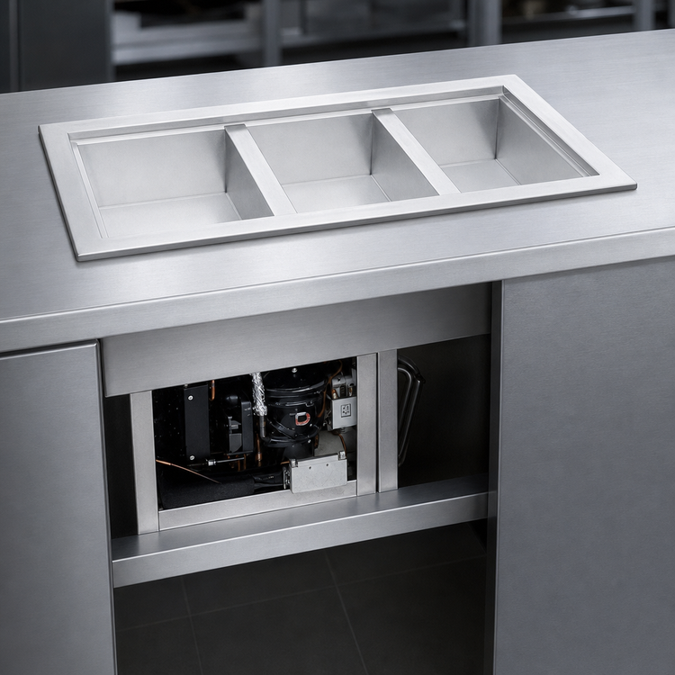 Product image #3 for Wells RCP-300 Drop-In Self-Contained Refrigerated Cold Food Well, 3-Pan, 115V