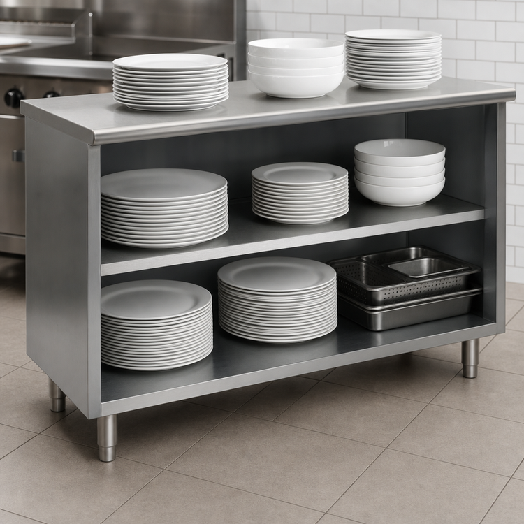 Product image #3 for Eagle Group Spec-Master Open Front Plate Cabinet with Stainless Steel Top and Fixed Shelf, 72W x 15D