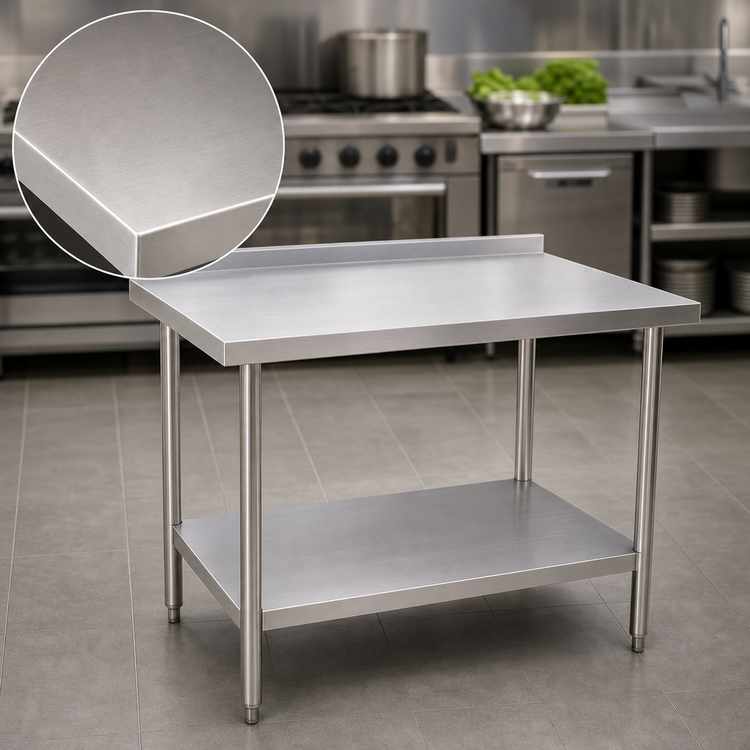 Product image #3 for Klinger's Trading ABST3030 30 Inch x 30 Inch Stainless Steel Work Table with 2 Inch Rear Up-Turn and Undershelf