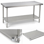 Thumbnail image #3 for John Boos GSK6-2460 60-Inch x 24-Inch 16-Gauge Galvanized Steel Work Table Undershelf