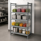 Thumbnail image #3 for Cambro Camshelving® Basics Plus CBU186072V4580 4-Tier Stationary Starter Polymer Shelving Unit, 18"D x 60"W x 72"H, Brushed Graphite