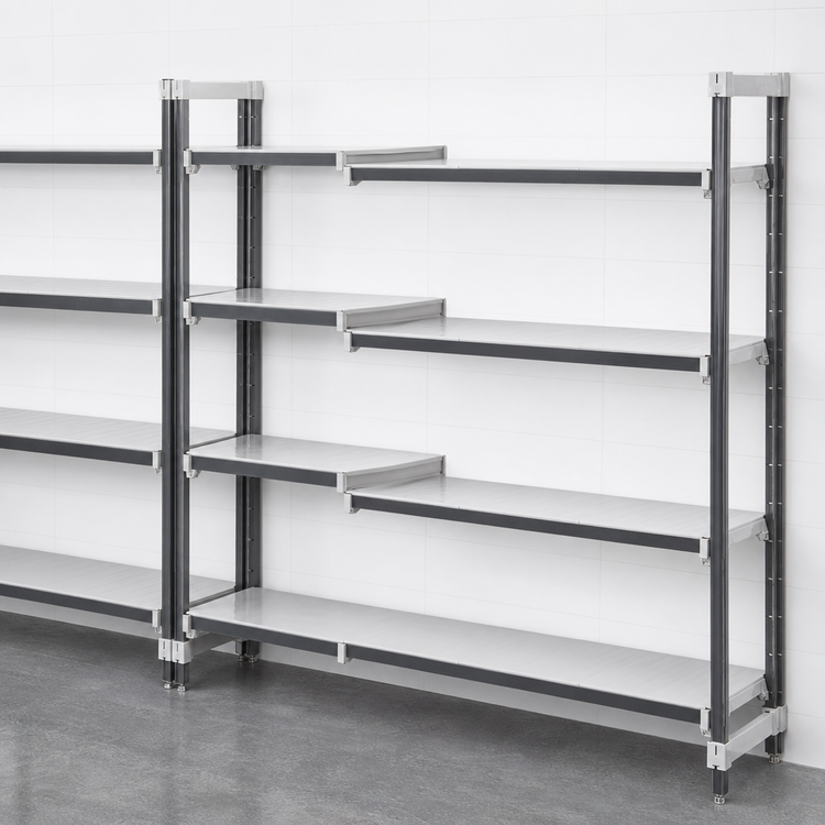 Product image #3 for Cambro Camshelving Elements XTRA 4-Shelf Solid Stationary Add-On Unit, 18" x 30" x 64"