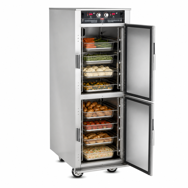 Product image #3 for FWE G2 Series Full-Height Mobile Low Temp Cook & Hold Cabinet, Dual Compartment, Stainless Steel, 14 Full-Size Pan Capacity