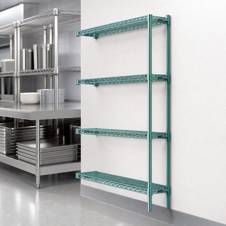 Product image #3 for EagleGard 4-Tier Add-On Wire Shelving Unit, 30 x 21 x 63 Inches, Blue-Green Hybrid Epoxy Finish