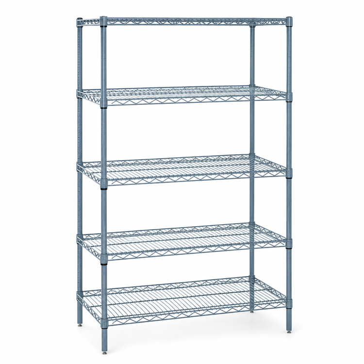 Product image #3 for Quantum 5-Shelf Wire Shelving Starter Kit, 60 in. W x 36 in. D x 86 in. H, Gray Epoxy, Stationary