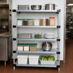 Thumbnail image #3 for Quantum WR54-2136SG-5 Stationary Solid Shelving Starter Kit, 36"W x 21"D x 54"H, 5 Shelves, Galvanized Steel with Chrome Posts