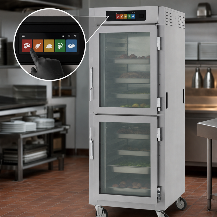 Product image #3 for Metro C5 8 Series Full-Height Pass-Thru Controlled Temperature Holding Cabinet with Lip-Load Slides, 17-Pan Capacity, Touch Screen, and Dutch Doors