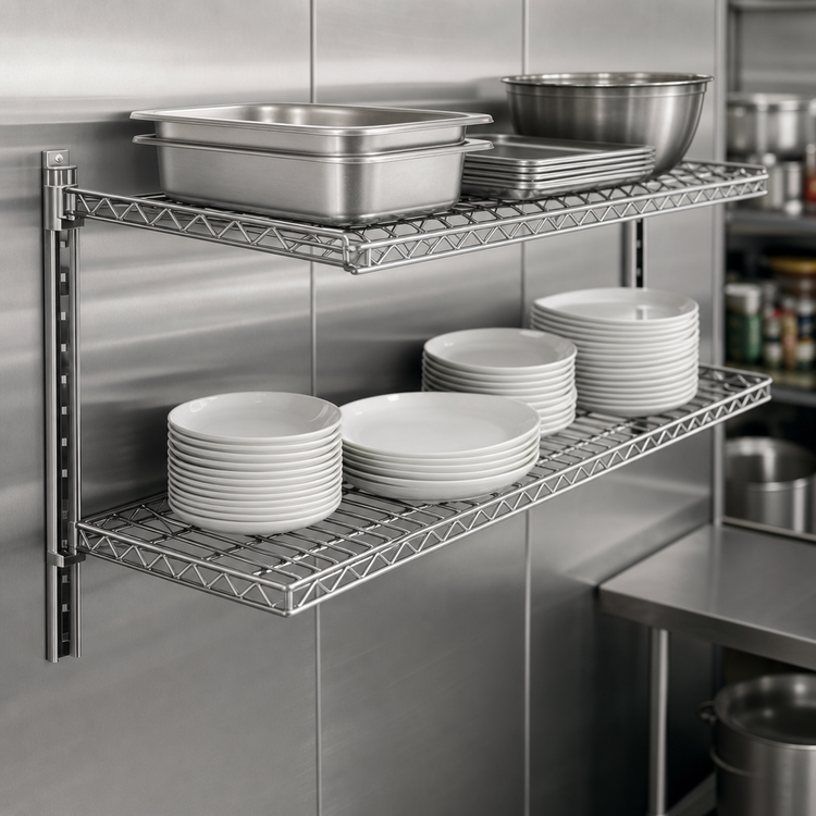 Product image #3 for Eagle Group Wire Cantilever Shelf with 1-Inch Wraparound Ledge, 42 x 12 Inches, Stainless Steel