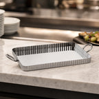 Thumbnail image #5 for American Metalcraft STSF15 Rectangular Fluted Stainless Steel Serving Tray, 10 Inch Case of 4
