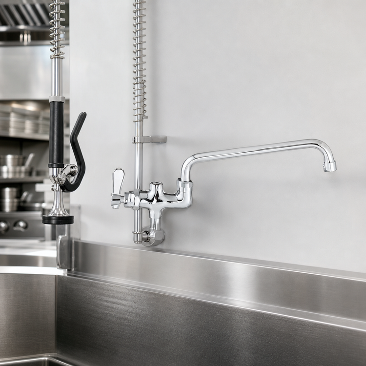 Product image #3 for Steel Works Stainless Add-On Faucet with 8-Inch Spout for Pre-Rinse Unit