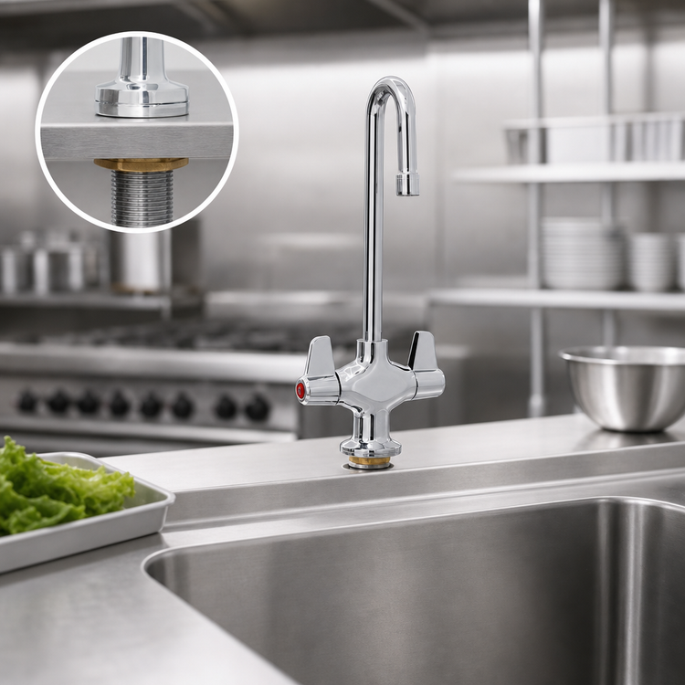Product image #3 for equip Single-Hole Deck-Mount Mixing Faucet with 3-Inch Rigid Gooseneck and Ceramic Cartridges
