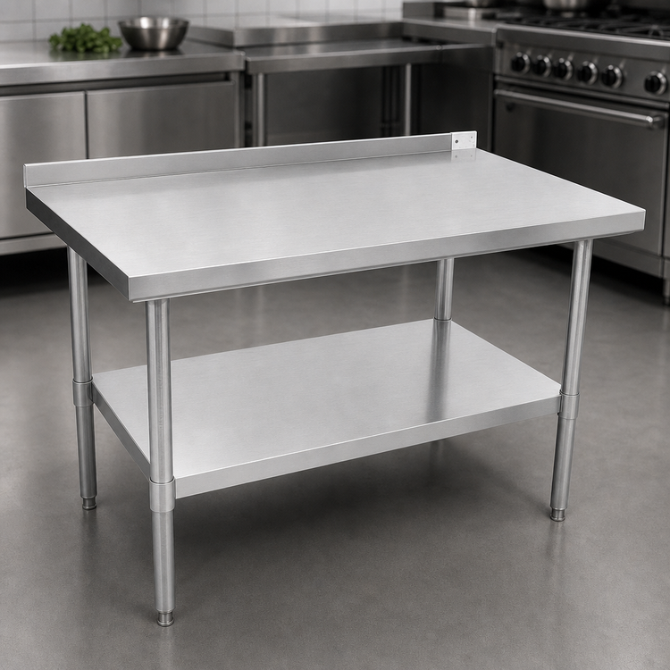 Product image #3 for John Boos Stallion 48-Inch x 18-Inch Stainless Steel Work Table with 1-1/2-Inch Backsplash and Undershelf