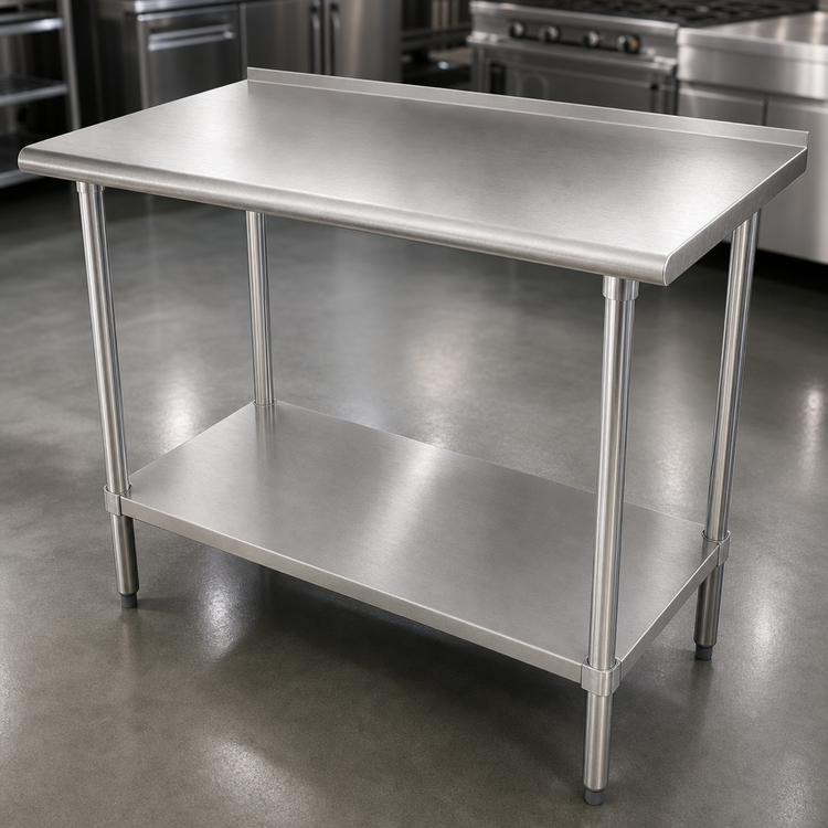 Product image #3 for Advance Tabco Special Value 60" x 30" Stainless Steel Work Table with 1-1/2" Rear Splash and Adjustable Undershelf