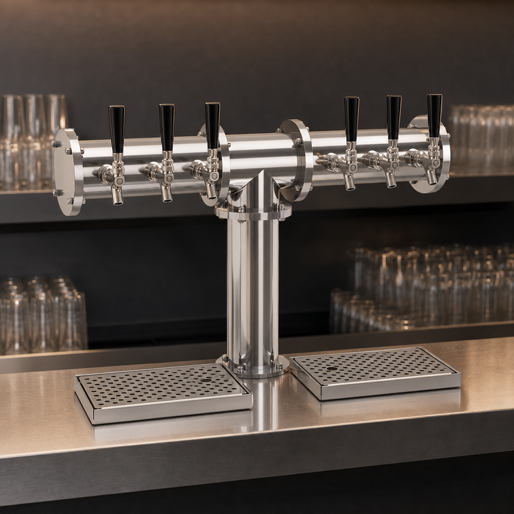 Product image #3 for Countertop Pipe Tee Draft Dispensing Tower, 6 Faucet, 1 Column, Glycol-Cooled, Stainless Steel