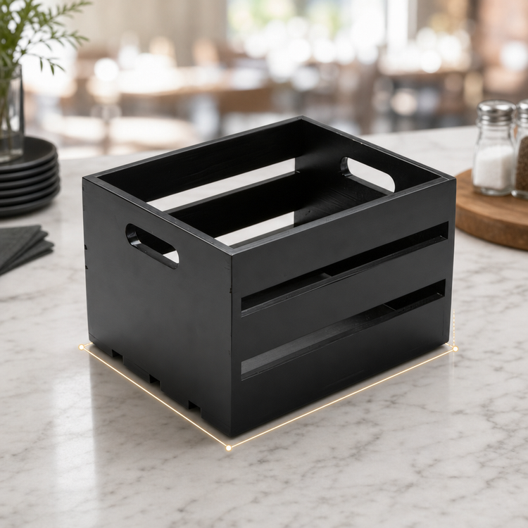 Product image #3 for Rectangular Black Wood Serving Crate