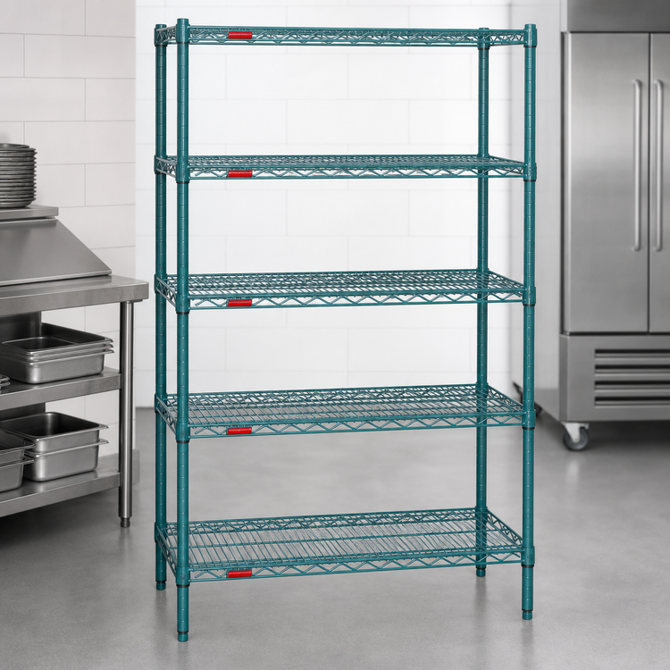 Product image #3 for EagleGard Stationary 5-Tier Starter Wire Shelving Unit, 48W x 24D x 74H, EAGLEgard Hybrid Epoxy