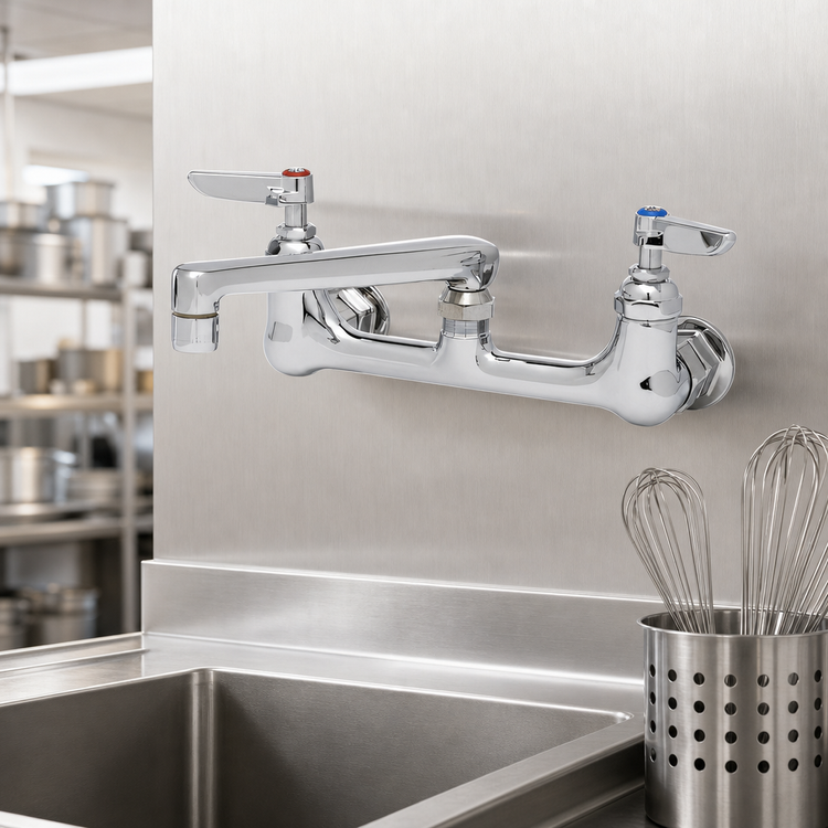Product image #3 for Wall-Mount Swivel Pantry Mixing Faucet with 6-Inch Cast Spout, 8-Inch Centers