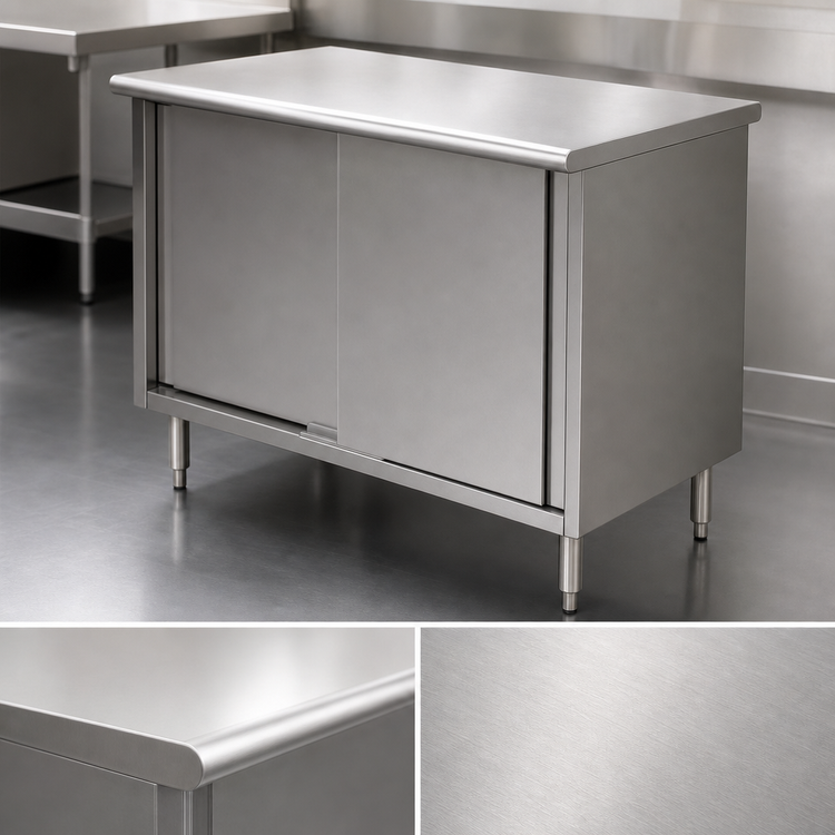 Product image #3 for Eagle Spec-Master 84-Inch x 24-Inch Enclosed Base Work Table with Sliding Doors and Stainless Steel Top