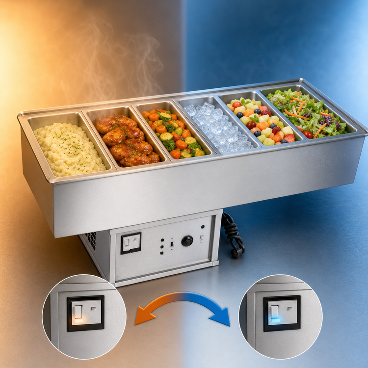 Product image #3 for Atlas Metal WCM-HP-X-3 3-Pan Hot/Cold Drop-In Food Well with Remote Refrigeration