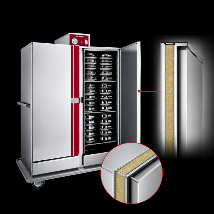 Product image #3 for EquaHeat BB1600 Mobile Double-Door Banquet Holding Cabinet, 150 Covered Plate Capacity, 120V Electric