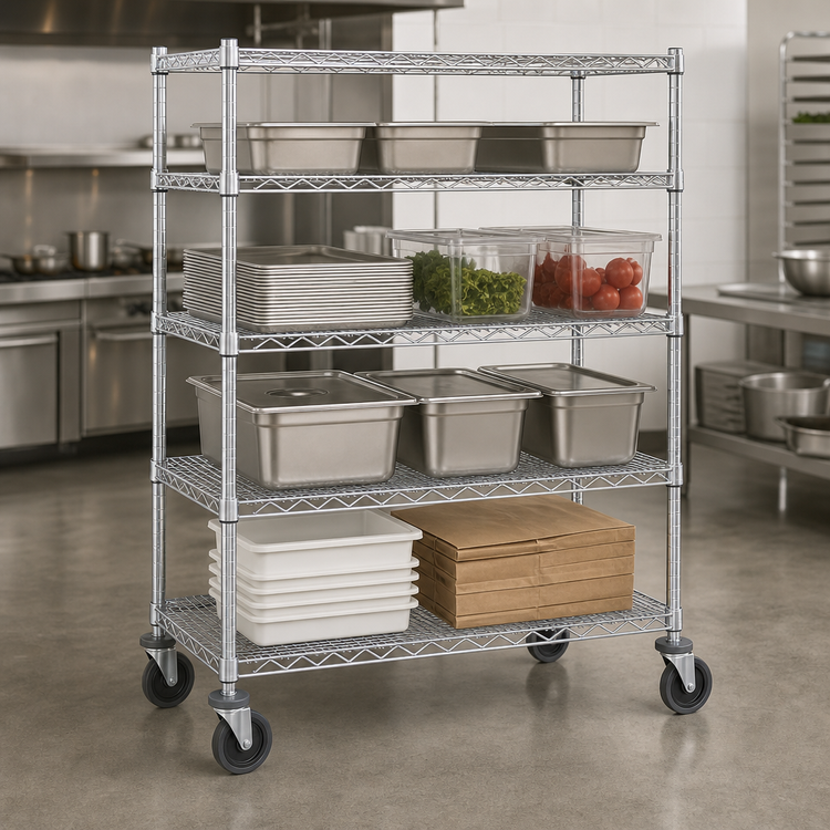 Product image #3 for Metro Super Erecta 4-Shelf Wire Stem Caster Cart, 900 lb. Capacity