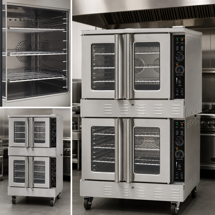 Product image #3 for Omcan USA 40-Inch Double Deck Natural Gas Commercial Convection Oven with 6 Shelves