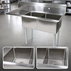 Thumbnail image #3 for John Boos E2S8-18-12L18 2-Compartment Stainless Steel Sink with Left Drainboard, 18-Inch Bowls, and 9-3/4-Inch Backsplash