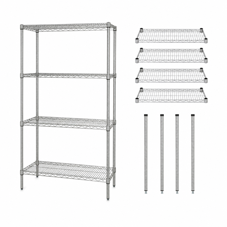 Product image #3 for Quantum Chrome-Plated Wire Shelving Starter Kit, 24 x 24 x 74 Inches, 4-Shelf