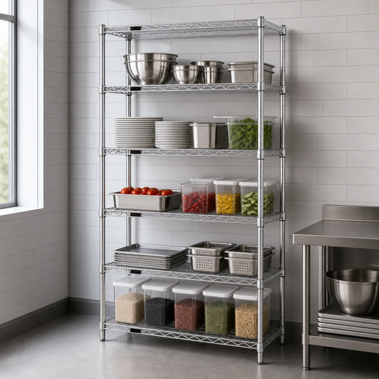Product image #3 for Eagle Group 5-Tier Stainless Steel Wire Shelving Starter Unit, 72W x 21D x 86H