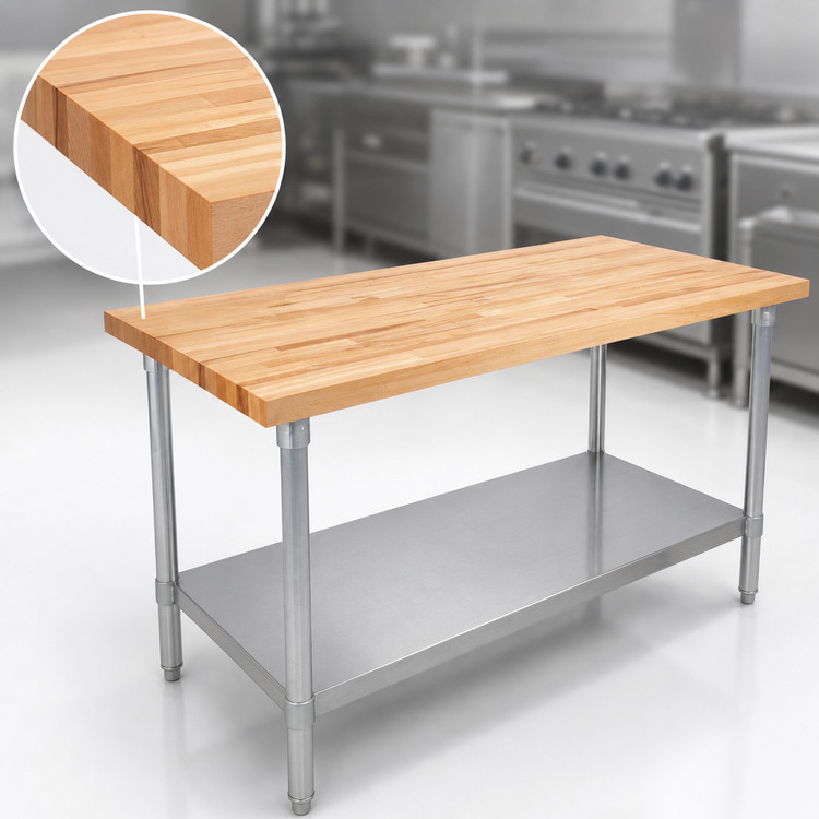 Product image #3 for John Boos JNS09-X 48-Inch x 30-Inch Wood Top Work Table with Adjustable Undershelf