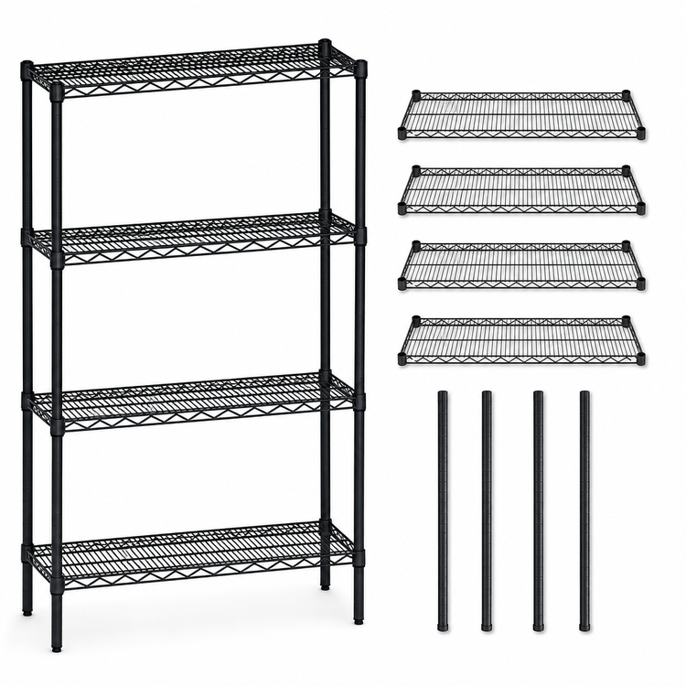 Product image #3 for Quantum 36"W x 12"D x 63"H Black Epoxy Wire Shelving Starter Kit