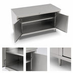 Thumbnail image #3 for John Boos 4CH4-3636 36 x 36-Inch Enclosed Stainless Steel Work Table with Hinged Doors, 14-Gauge 300-Series Flat Top